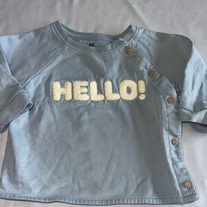 H&M - Kids Textured Blue 'Hello!' Organic Cotton sweatshirt